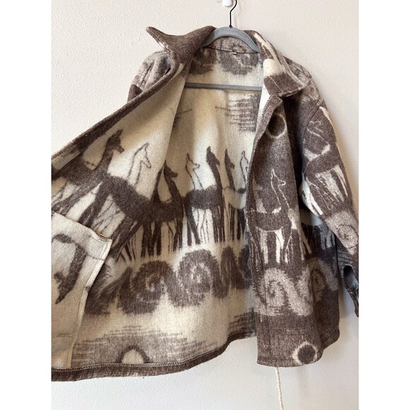 Vintage Tribal Aztec Wool Button Up Jacket Men’s XL Llama Warm Southwest Pockets - Picture 3 of 8